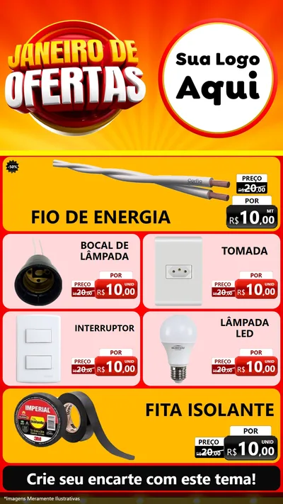 Modelo de TV para TV Vertical com o tema Janeiro de Ofertas para Materiais Elétricos