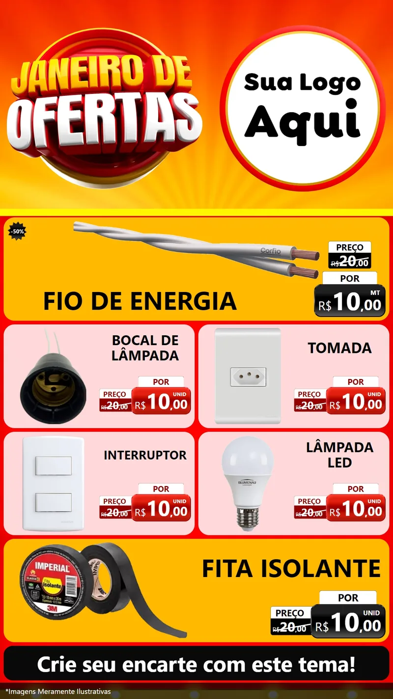 Modelo de TV para TV Vertical com o tema Janeiro de Ofertas para Materiais Elétricos