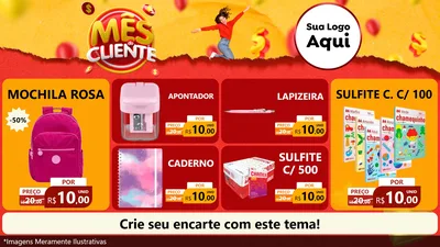 Modelo de TV para TV Horizontal com o tema Mês do Cliente para Papelaria