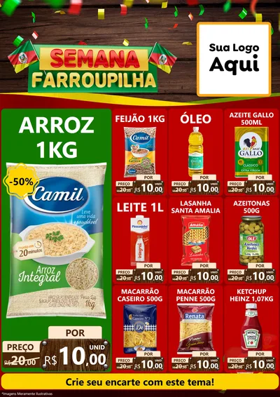 Modelo de Encarte para Encarte A4 Vertical com o tema Semana Farroupilha para Supermercado