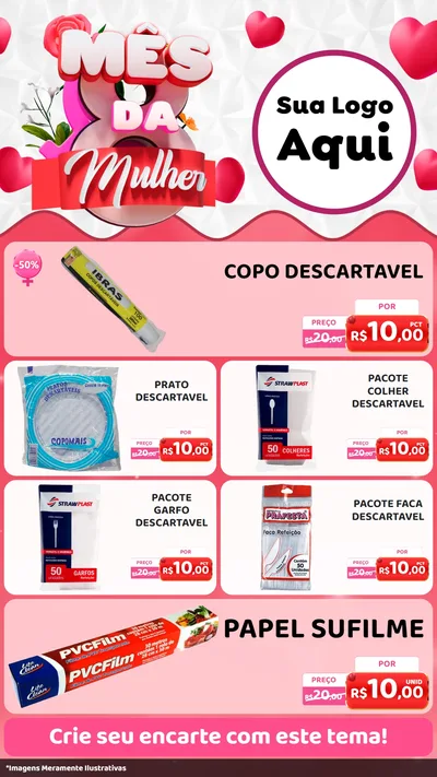 Modelo de TV para TV Vertical com o tema Mês da Mulher para Embalagens