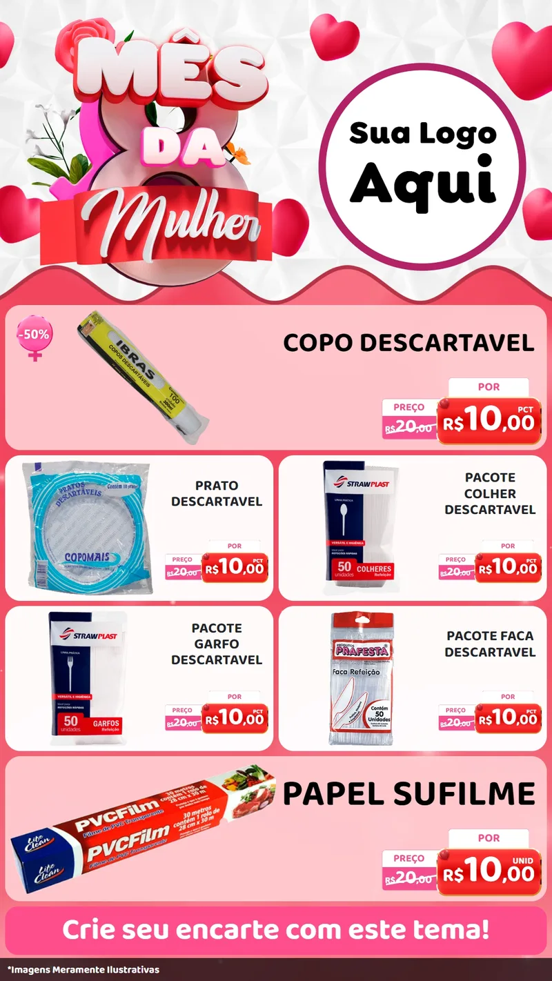 Modelo de TV para TV Vertical com o tema Mês da Mulher para Embalagens