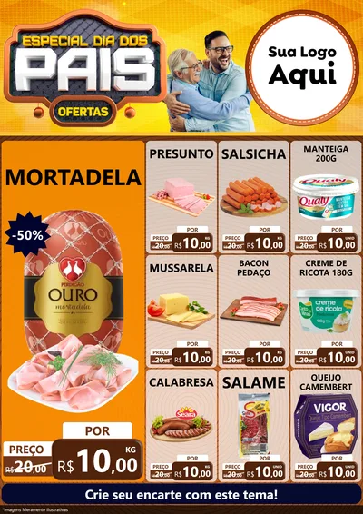 Modelo de Encarte para Encarte A4 Vertical com o tema Especial Dia dos Pais para Frios e Laticínios