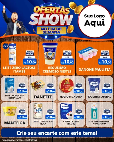Modelo de Rede Social para Feed Instagram com o tema Ofertas Show No Fim De Semana para Frios e Laticínios