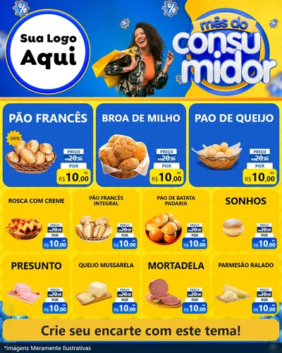 Modelo de Rede Social para Feed Instagram com o tema Mês do Consumidor para Padaria