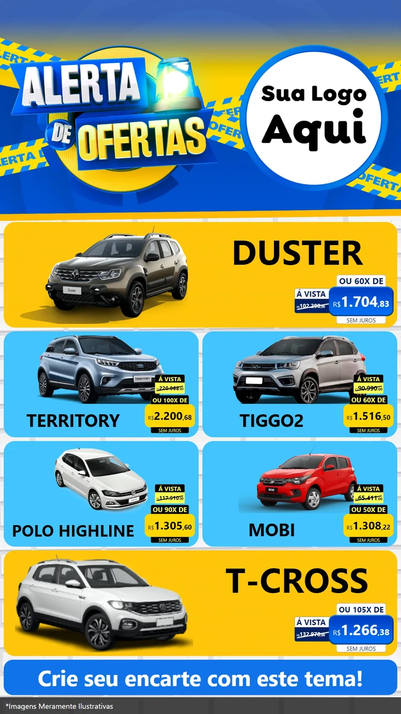 Modelo de TV para TV Vertical com o tema Alerta de Ofertas para Concessionaria de Carros