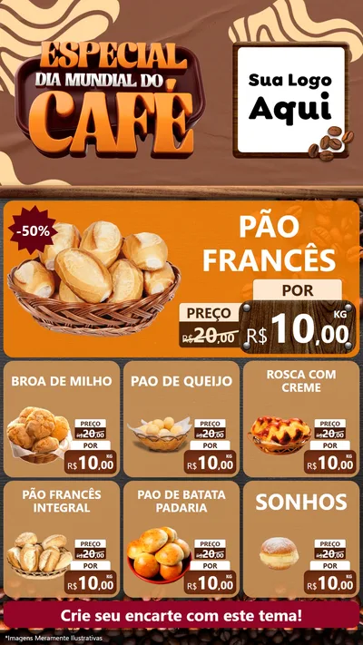Modelo de Rede Social para Stories com o tema Especial Dia Mundial do Café para Padaria