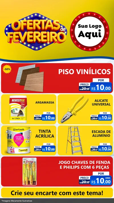 Modelo de TV para TV Vertical com o tema Ofertas de Fevereiro para Material para Construção