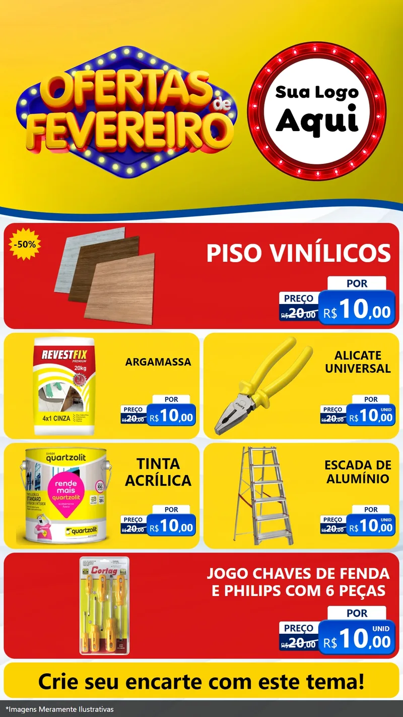 Modelo de TV para TV Vertical com o tema Ofertas de Fevereiro para Material para Construção