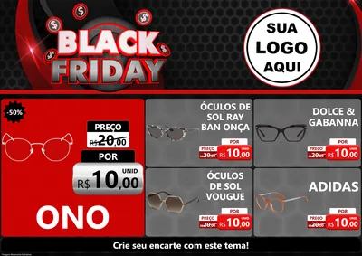 Modelo de Encarte para Encarte A4 Horizontal com o tema Black Friday para Óticas