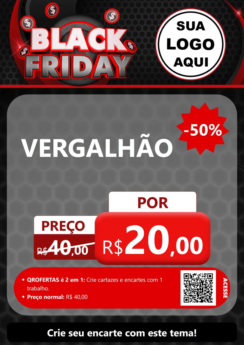 Modelo de Cartaz para Cartaz A4 Vertical com o tema Black Friday para Ferragens