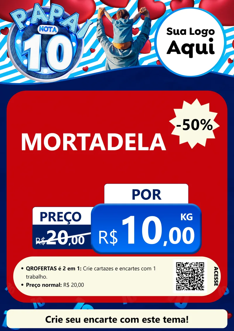 Modelo de Cartaz para Cartaz A4 Vertical com o tema Papai Nota 10 para Frios e Laticínios