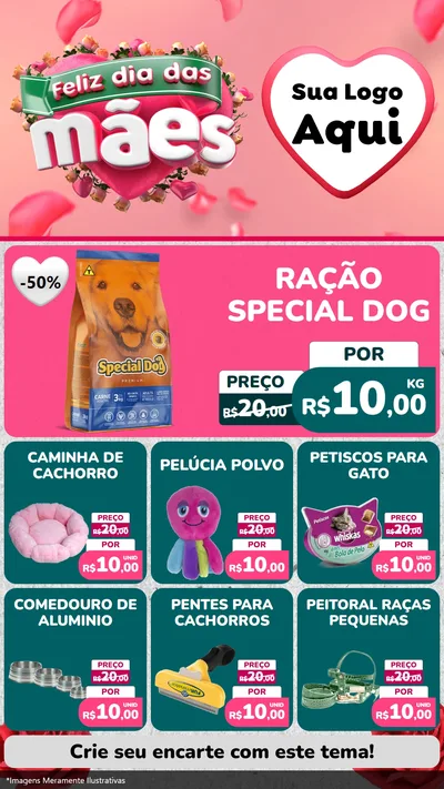 Modelo de Rede Social para Stories com o tema Feliz Dia das Mães para Pet Shop
