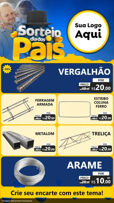 Modelo de TV para TV Vertical com o tema Sorteio Dia Dos Pais para Ferragens