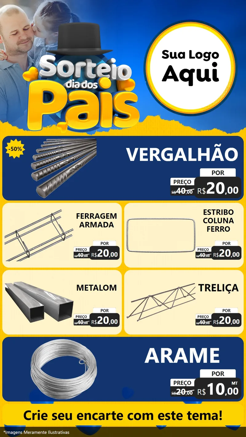 Modelo de TV para TV Vertical com o tema Sorteio Dia Dos Pais para Ferragens