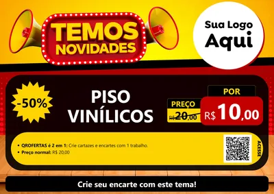 Modelo de Cartaz para Cartaz A4 Horizontal com o tema Temos Novidades para Material para Construção