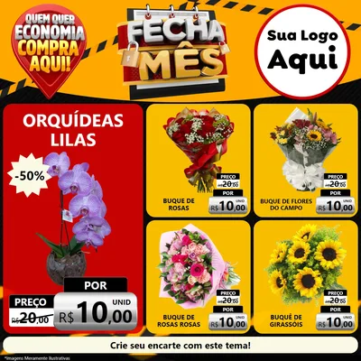 Modelo de Rede Social para Feed Facebook com o tema Fecha Mês para Floricultura e jardim
