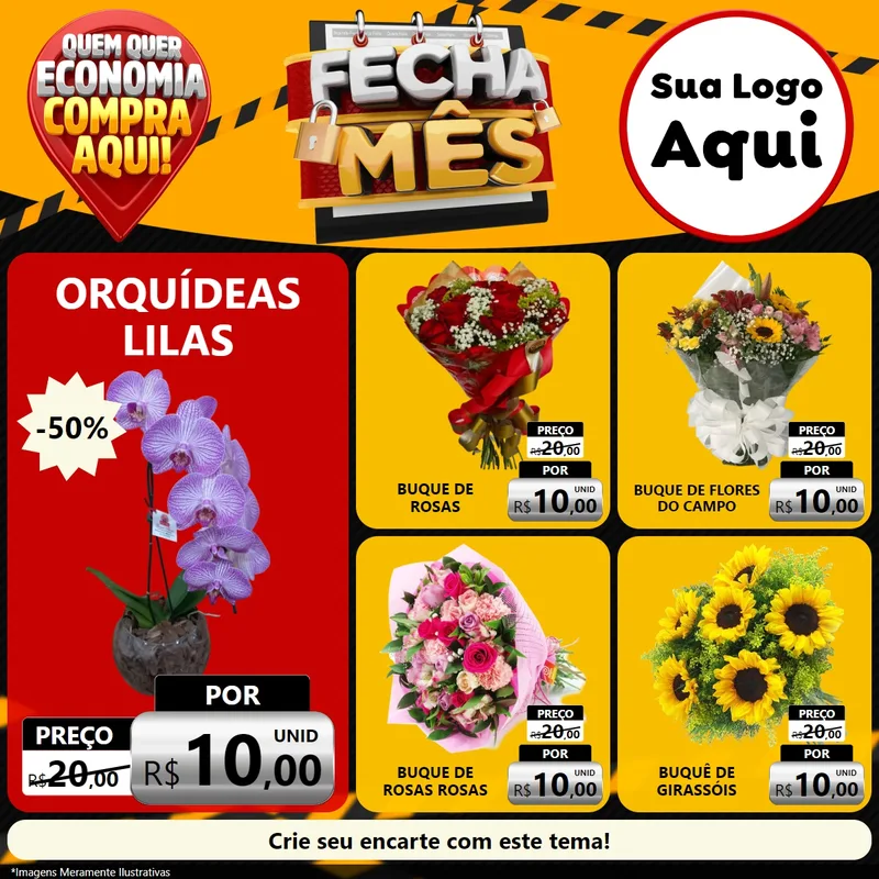 Modelo de Rede Social para Feed Facebook com o tema Fecha Mês para Floricultura e jardim