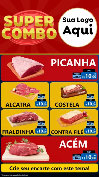 Modelo de TV para TV Vertical com o tema Super Combo para Açougue