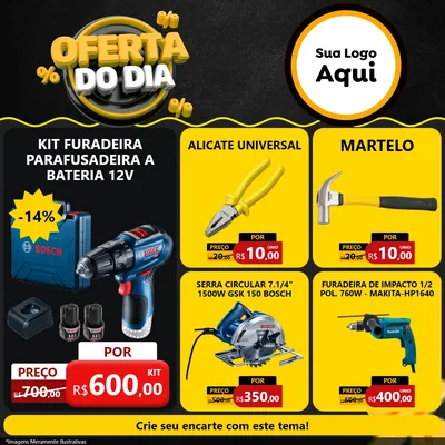 Modelo de Rede Social para Feed Facebook com o tema Oferta Do Dia para Maquinas e Ferramentas