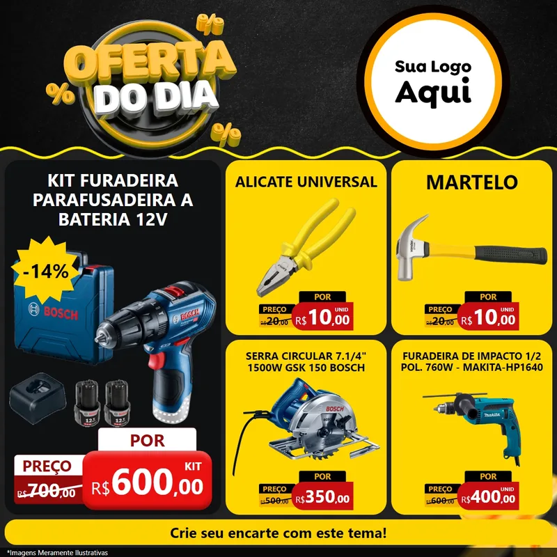 Modelo de Rede Social para Feed Facebook com o tema Oferta Do Dia para Maquinas e Ferramentas