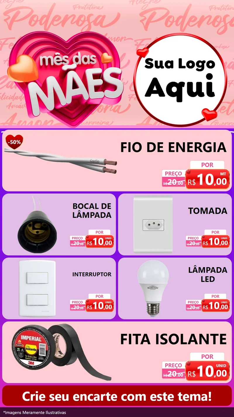 Modelo de TV para TV Vertical com o tema Mês Das Mães para Materiais Elétricos