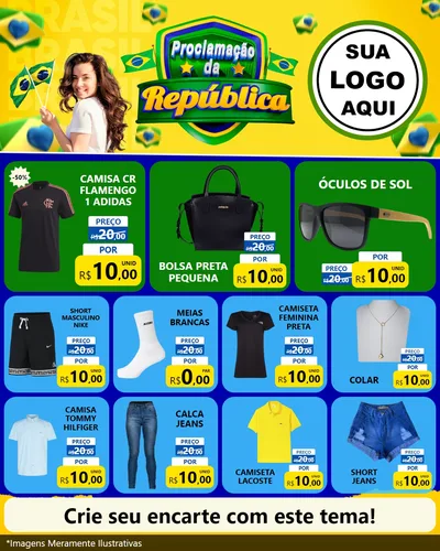 Modelo de Rede Social para Feed Instagram com o tema Proclamação da República para Roupas e acessórios
