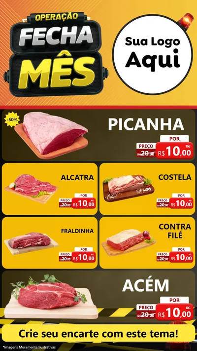 Modelo de TV para TV Vertical com o tema Operação Fecha Mês para Açougue