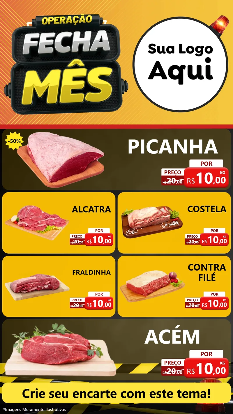 Modelo de TV para TV Vertical com o tema Operação Fecha Mês para Açougue