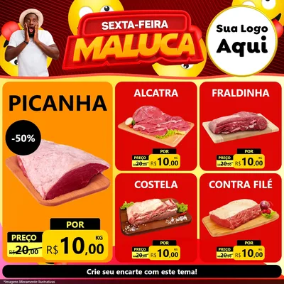 Modelo de Rede Social para Feed Facebook com o tema Sexta-feira Maluca para Açougue