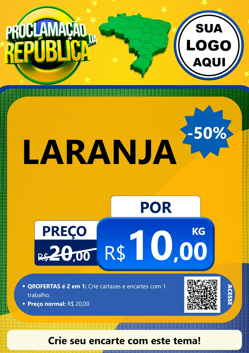 Modelo de Cartaz para Cartaz A4 Vertical com o tema Proclamação da República para Hortifrúti
