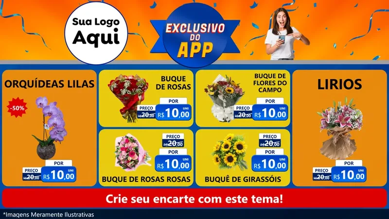Modelo de TV para TV Horizontal com o tema Exclusivo do Aplicativo para Floricultura e jardim
