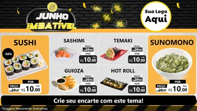 Modelo de TV para TV Horizontal com o tema Junho Imbatível para Comida japonesa