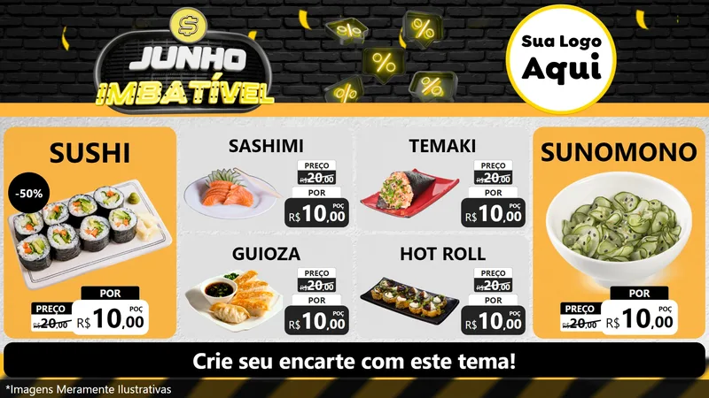 Modelo de TV para TV Horizontal com o tema Junho Imbatível para Comida japonesa