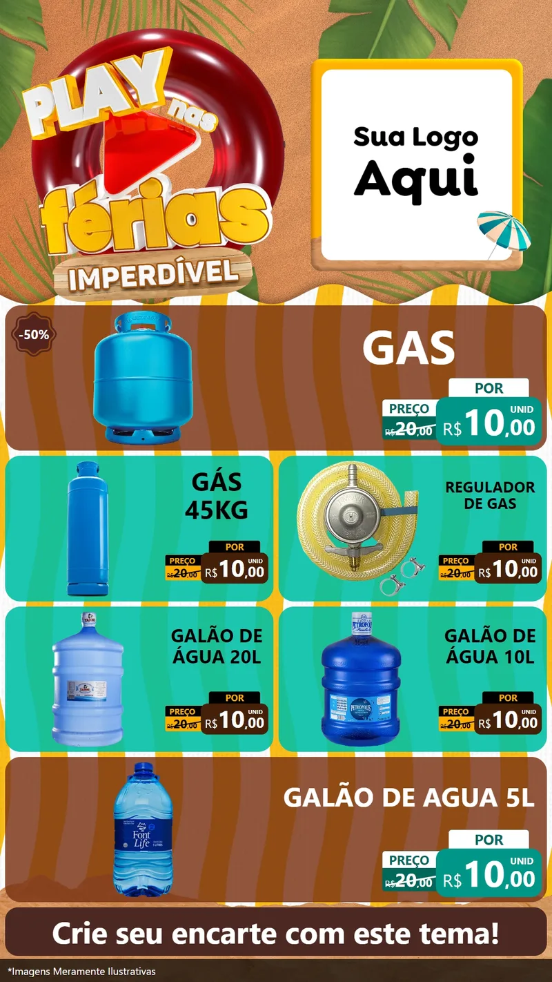 Modelo de TV para TV Vertical com o tema Play Nas Férias Imperdível para Água e gás
