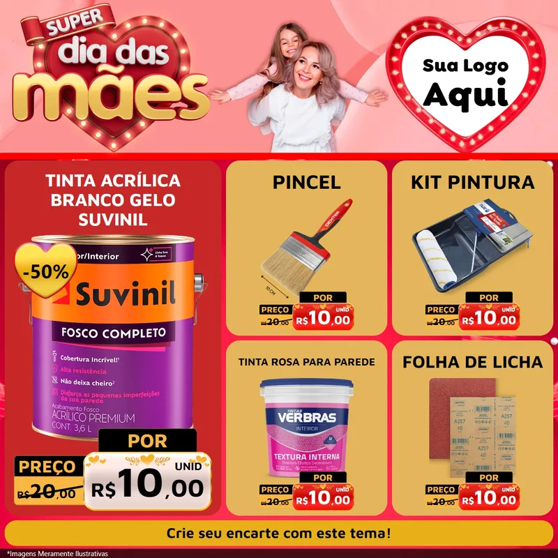 Modelo de Rede Social para Feed Facebook com o tema Super Dia Das Mães para Tintas e Ferramentas