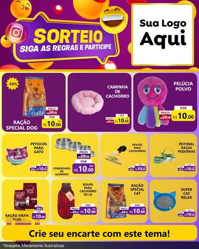 Modelo de Rede Social para Feed Instagram com o tema Sorteio para Pet Shop