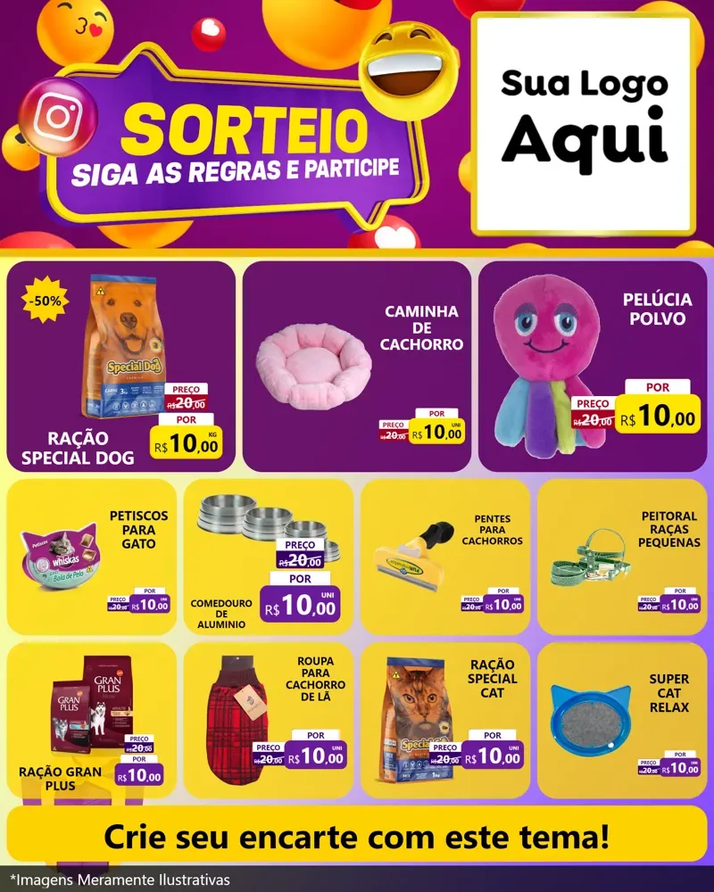 Modelo de Rede Social para Feed Instagram com o tema Sorteio para Pet Shop