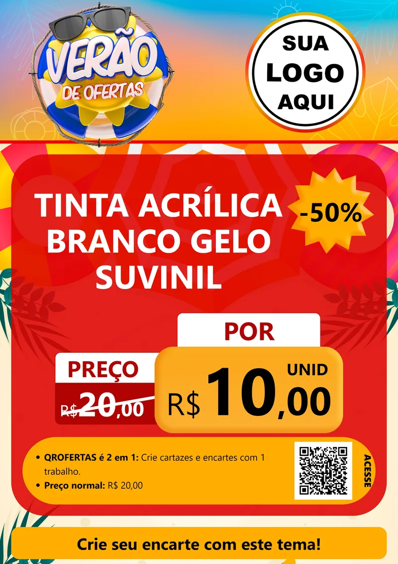 Modelo de Cartaz para Cartaz A4 Vertical com o tema Verão de Ofertas para Tintas e Ferramentas