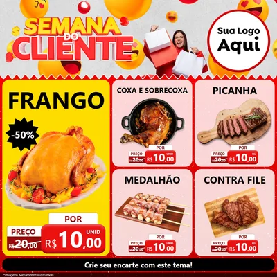Modelo de Rede Social para Feed Facebook com o tema Semana do Cliente para Assados