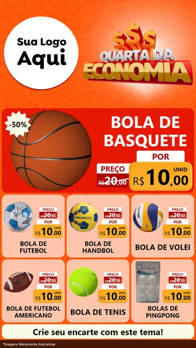 Modelo de Rede Social para Stories com o tema Quarta da Economia para Artigos Esportivos