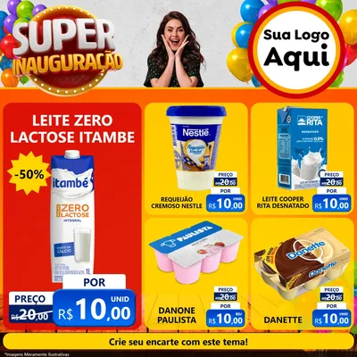 Modelo de Rede Social para Feed Facebook com o tema Super Inauguração para Frios e Laticínios
