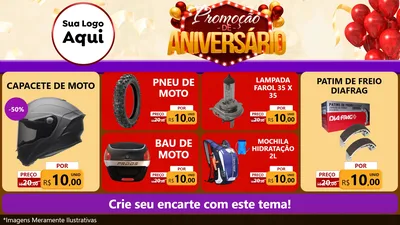 Modelo de TV para TV Horizontal com o tema Promoção de Aniversário para Moto peças