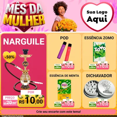 Modelo de Rede Social para Feed Facebook com o tema Mês da Mulher para Tabacaria