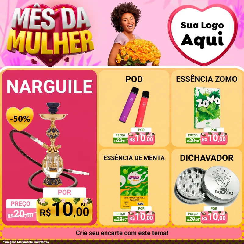 Modelo de Rede Social para Feed Facebook com o tema Mês da Mulher para Tabacaria