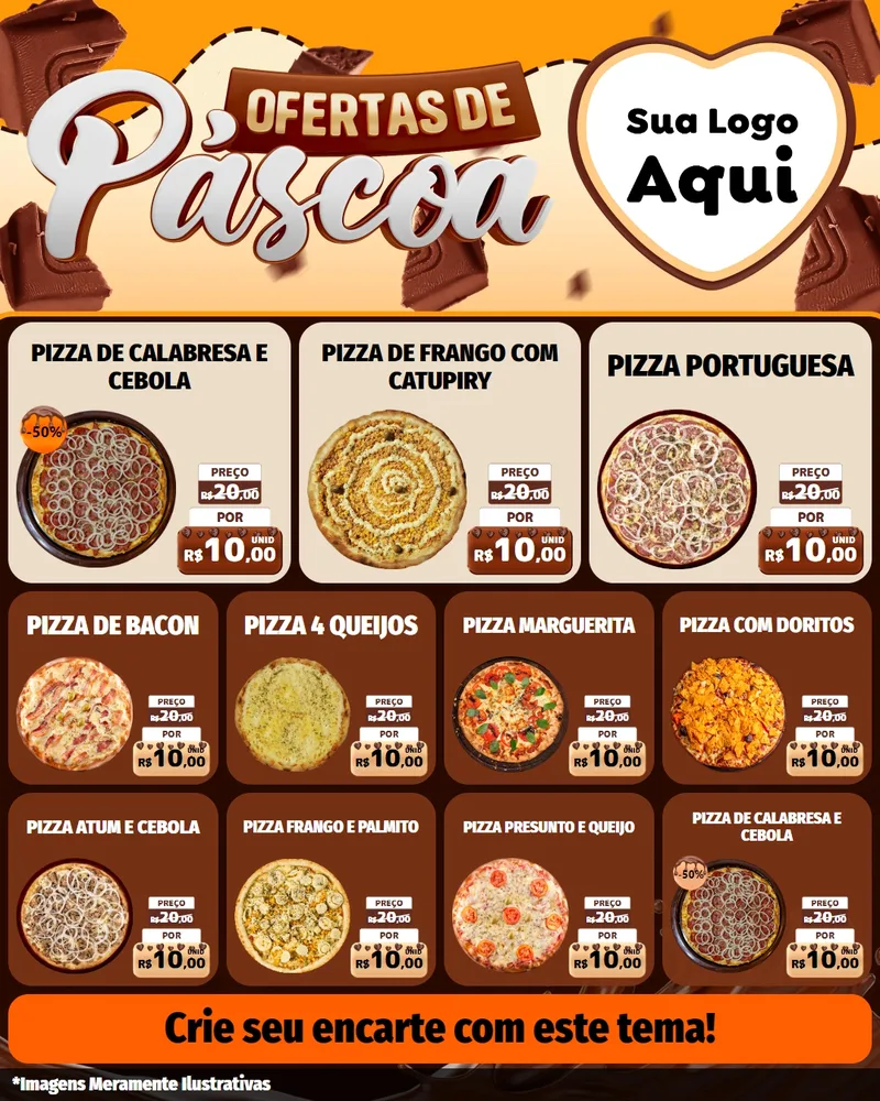 Modelo de Rede Social para Feed Instagram com o tema Ofertas de Páscoa para Pizzaria