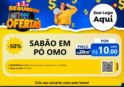 Modelo de Cartaz para Cartaz A4 Horizontal com o tema Segundou de Ofertas para Produtos de Limpeza