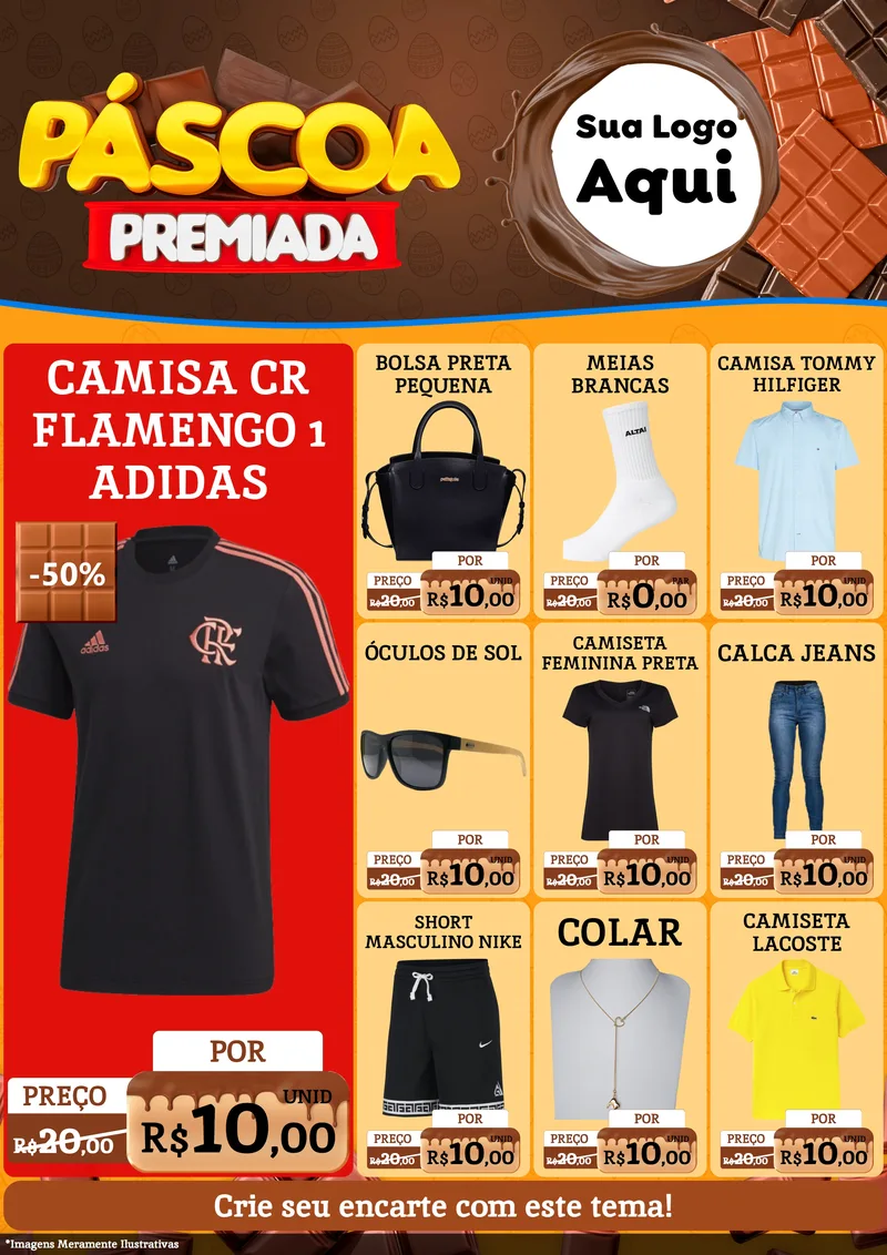 Modelo de Encarte para Encarte A4 Vertical com o tema Páscoa Premiada para Roupas e acessórios