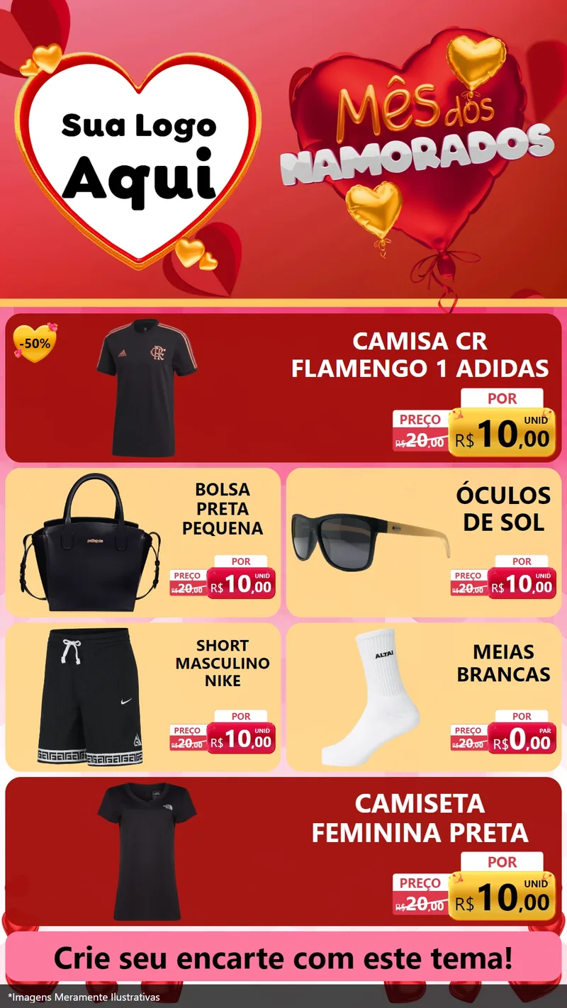 Modelo de TV para TV Vertical com o tema Mês dos Namorados para Roupas e acessórios