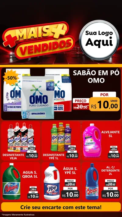 Modelo de Rede Social para Stories com o tema Mais Vendidos para Produtos de Limpeza